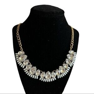 ANN TAYLOR LOFT RHINESTONES STATEMENT NECKLACE - CLEAR/BLUE